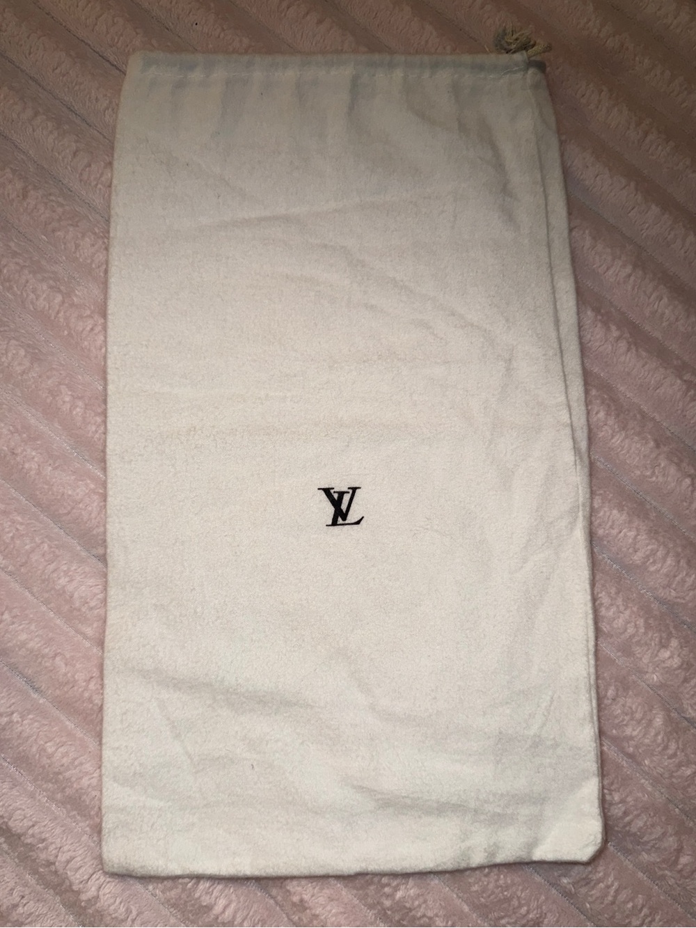 Louis Vuitton Cream and Black Logo Drawstring Dust Bag Beautiful Condition